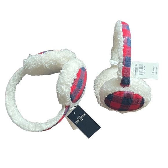 NWT Sherpa plaid winter ear muffs Abercrombie girls, only one available - Picture 1 of 2